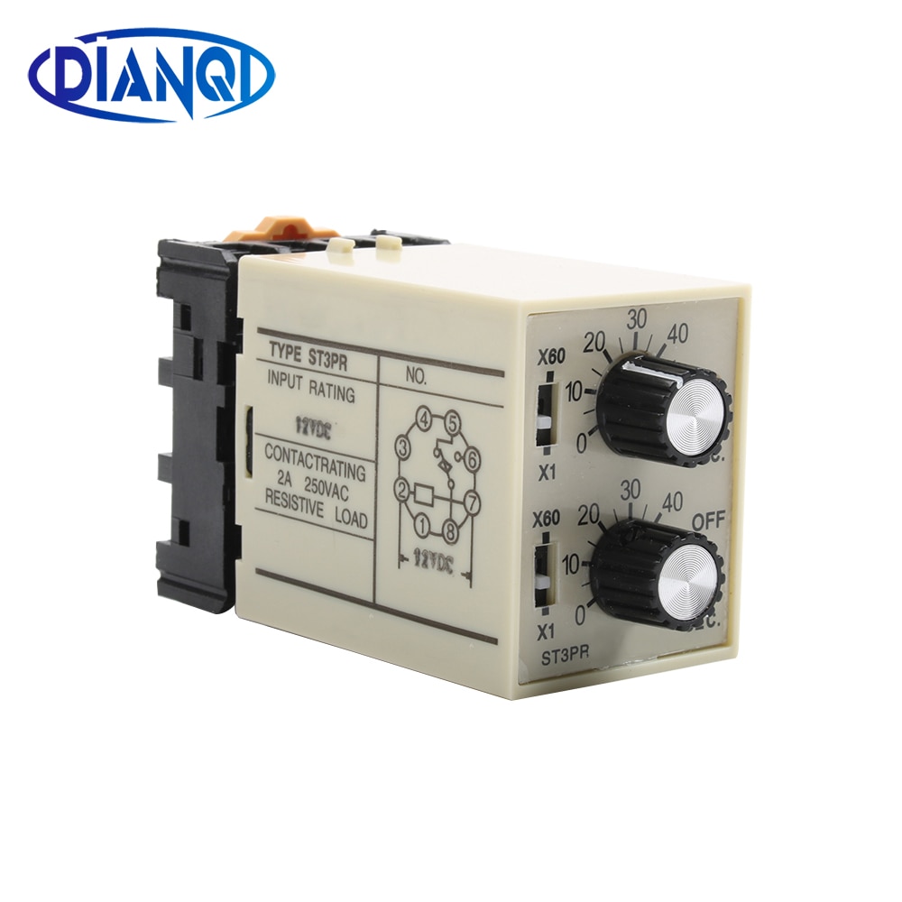 ST3PR electrical time relay Electronic Counter relays digital timer relay with socket base AC 36V 110V 380V 24V 12V