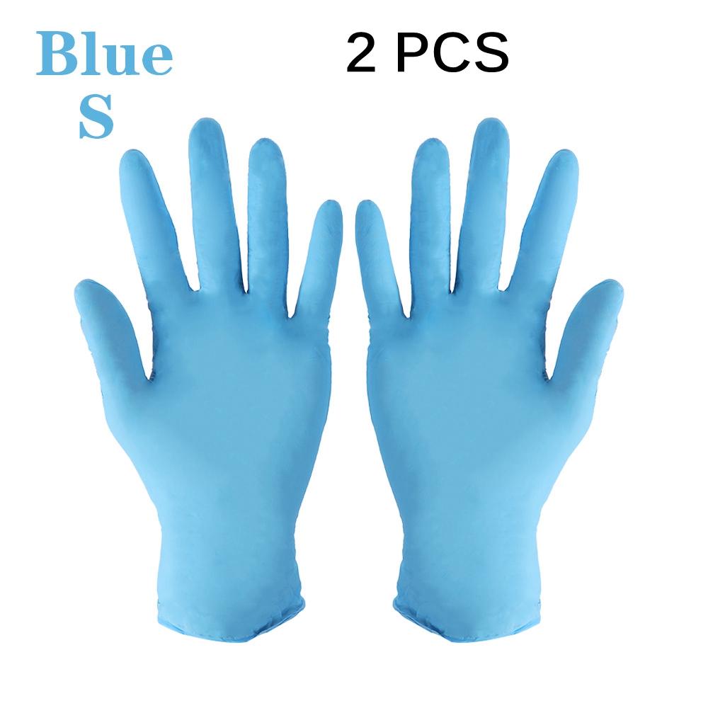 2pcs Disposable Nitrile Gloves Latex Home Food Laboratory Cleaning Gloves Rubber Gloves Protective Gloves: blue S