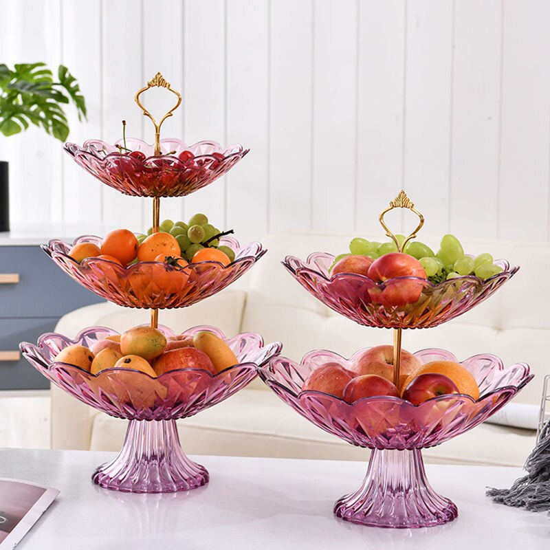 2/3 Tiers Plastic Plaat Fruit Bowls Decoratieve Thuis Party Desserts Houder Noten Snoep Displat Stand Dienblad Voor Kerst