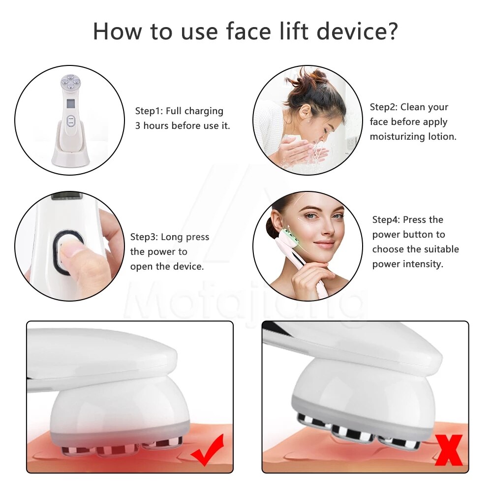 Multifunctional EMS Face Lifting Instrument With RF Radio Frequency Wrinkle Removal Facial Beauty Instrument LED Photon Skin Car