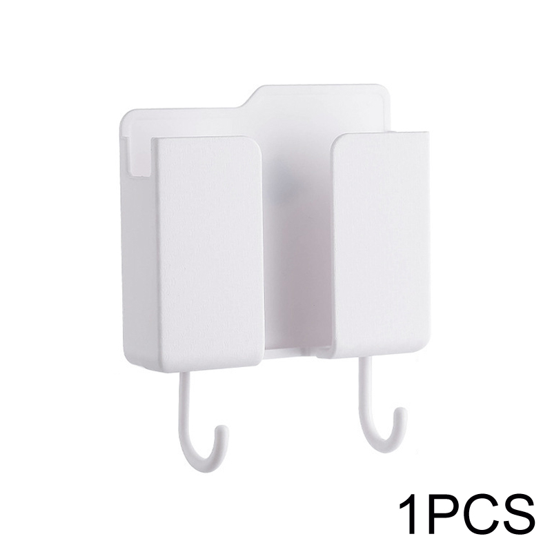 Soporte multifunción para teléfono inteligente, organizador montado en la pared, caja de almacenamiento, gancho para cargador de pared, organizador de cables, soporte de base de carga: BLANCO