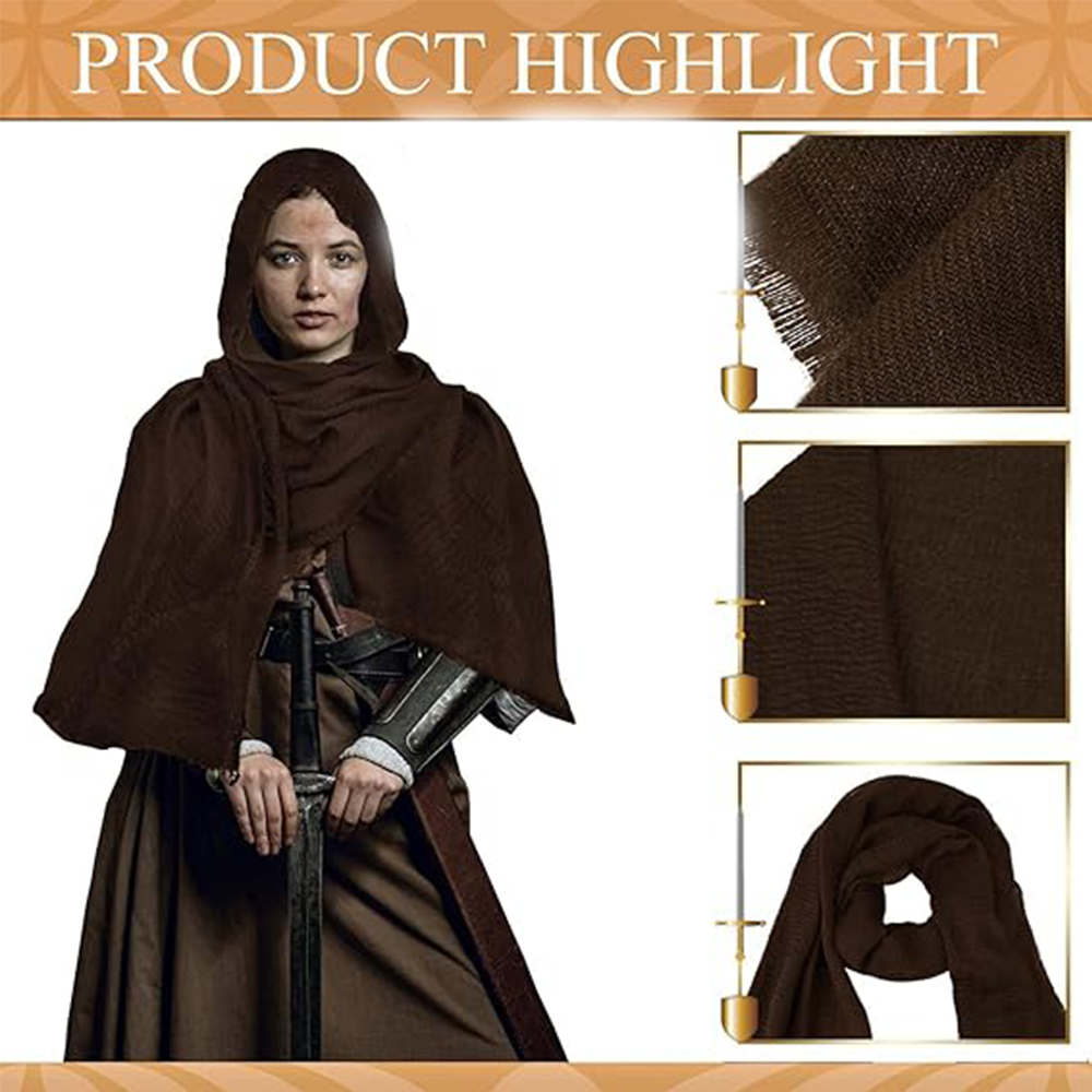 Mantello da cavaliere medievale rinascimentale Mantello da spalla Mezza mantello Costume Sciarpa da pirata per uomini Donne Festival cosplay Larp