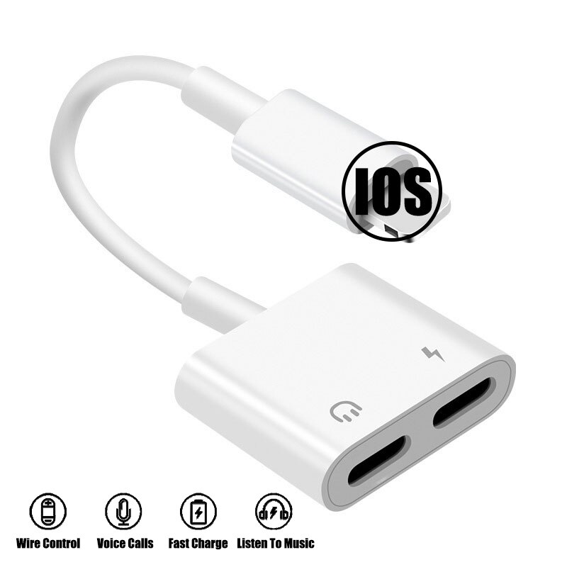 2 In 1 Aux Audio Adapter Charge Lightning For Iphone 11 12 Pro Max Lightning To 3.5 mm Jack Audio Splitter On Iphone Xr 7 8 Plus: Type 2