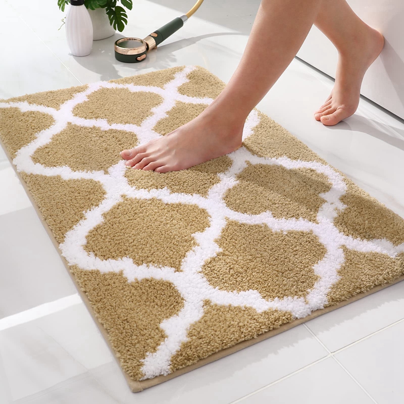 Olanly-alfombrilla de baño suave, alfombra de baño de microfibra súper absorbente, cinta antideslizante, alfombra de agua, suelo de ducha, alfombrillas de baño de lujo: Morado / 400 mm x 600 mm