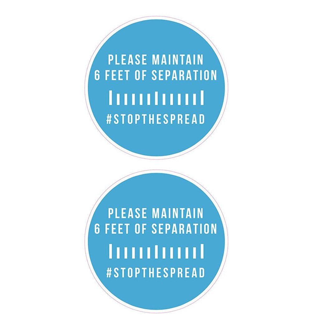 2pcs Ground Sign Isolated Label Please Keep Wait Here Stand Here Keep 6ft In Between Distance Marker Floor Stickers: Sky Blue / 2pcs