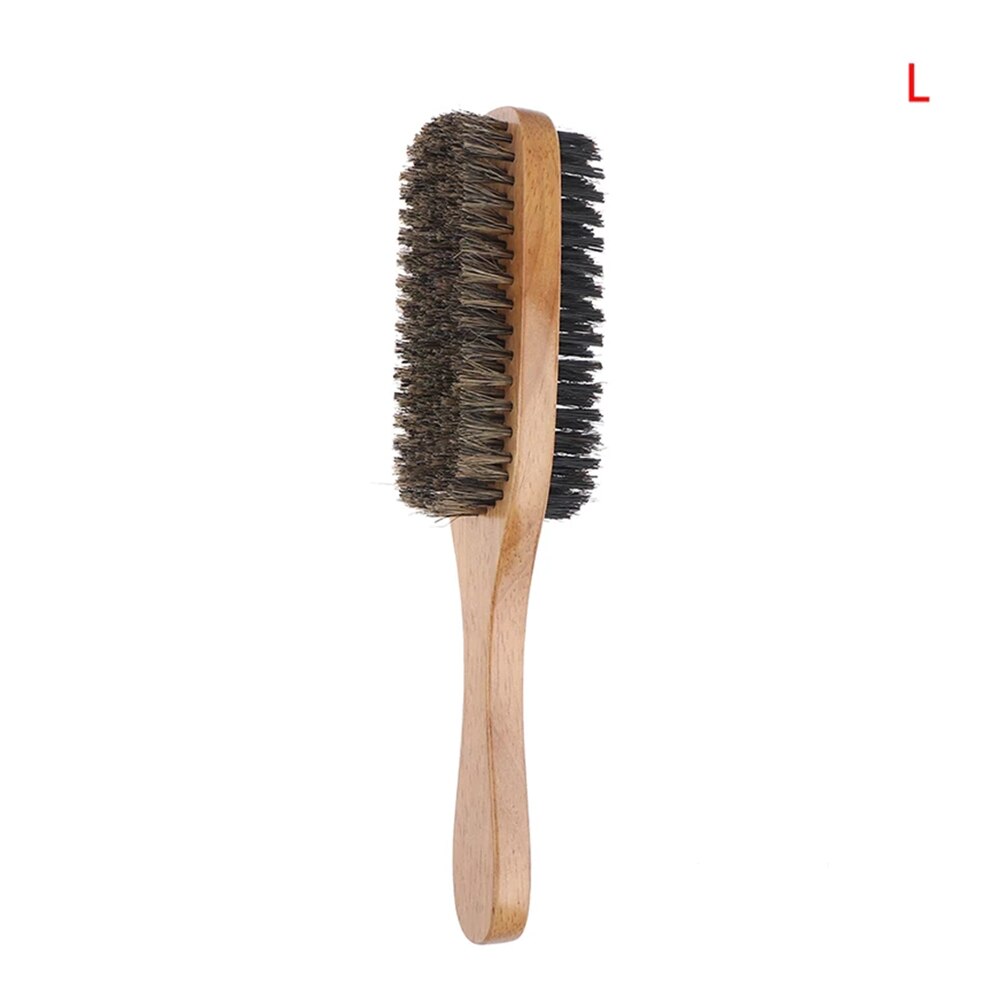 Natural Boar Bristle Hairbrush Massage Comb Anti-static Hair Scalp Paddle Brush Beech Wooden Handle Hair Brush Styling Tool: L