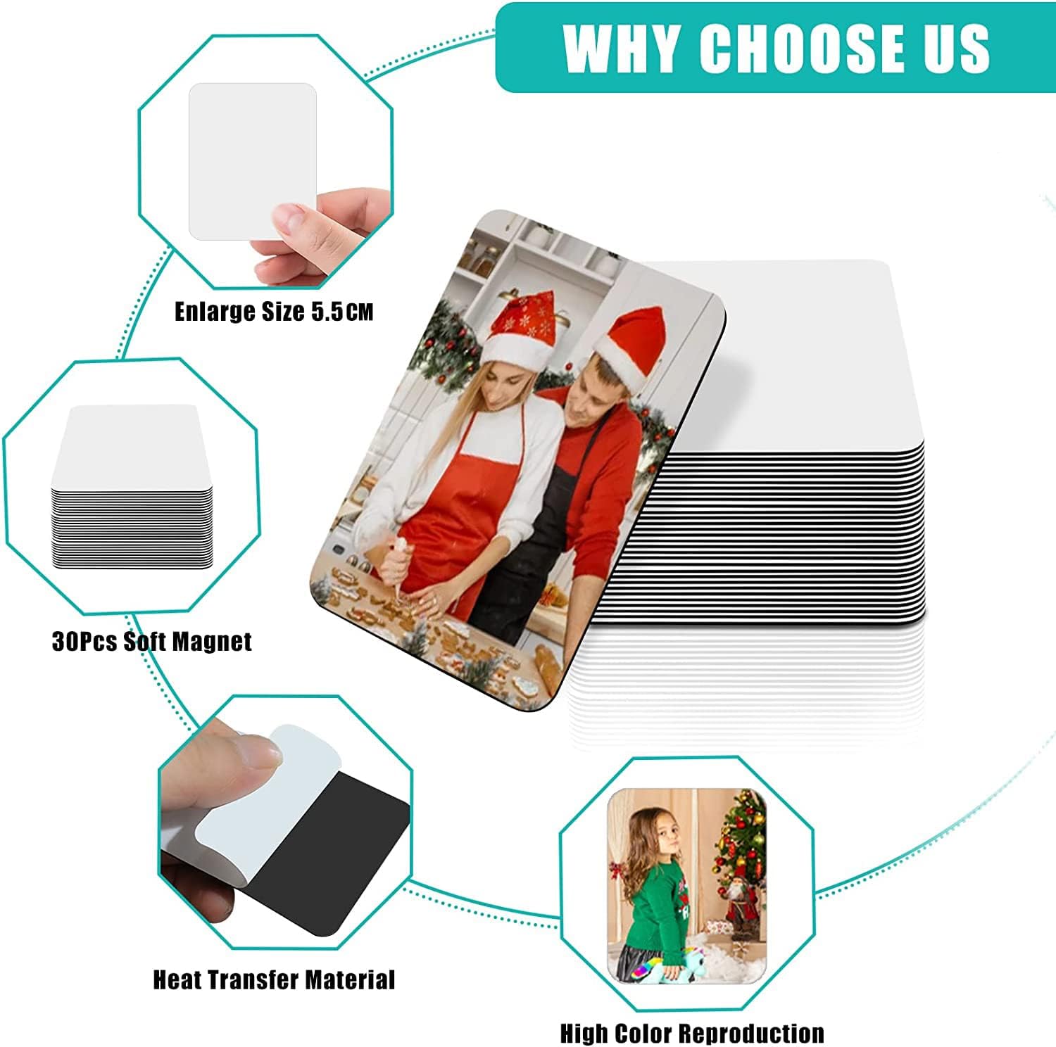 10pcs Sublimation Blank Refrigerator Magnets Sublimation Magnet Blanks 5.5x7.5cm Sublimation Blanks Products for Kitchen Office