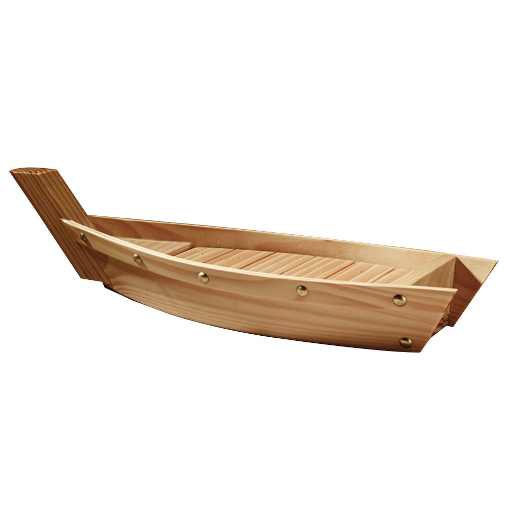 1pc træ sushi tallerken bådformet fad japansk stil snackbakke serveringsfad til hjemmerestaurant (s/m/l størrelse): 37 x 15.3 x 7cm
