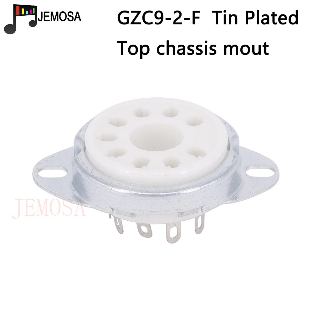 8pcs ceramic tube socket big 9 pins tube socket GZC9-2-F for EL504 PL504 EL519 PL519 6p12p Vacuum Tube Amplifier: GZC9-2-F Tin