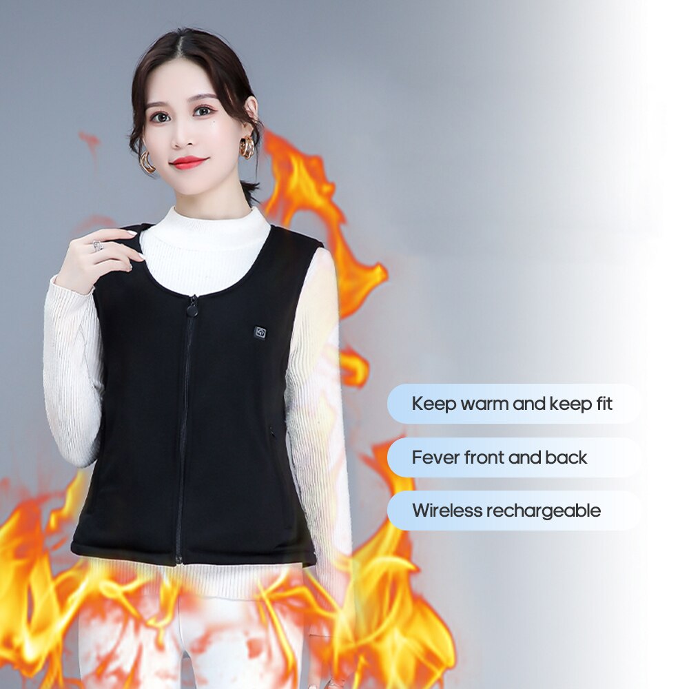 unisex warming heated vest Knitted Pure Cotton Thermoelectric Vest Intelligent USB Male and Female V Collar Electric Clothes