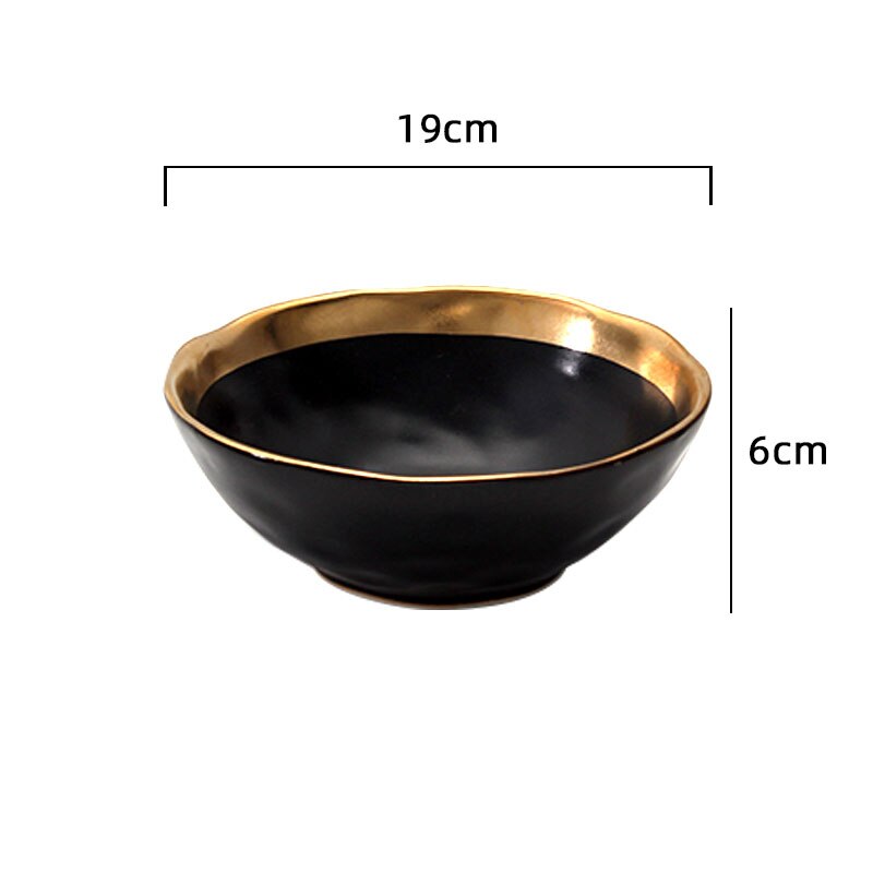 złoty udar talerze ceramiczne nordycki kreatywność matowe płytki talerz restauracja taca robić serwowania deser ciasto naczynia zastawa stołowa robić kuchni: Bowl-19x6cm-czarny