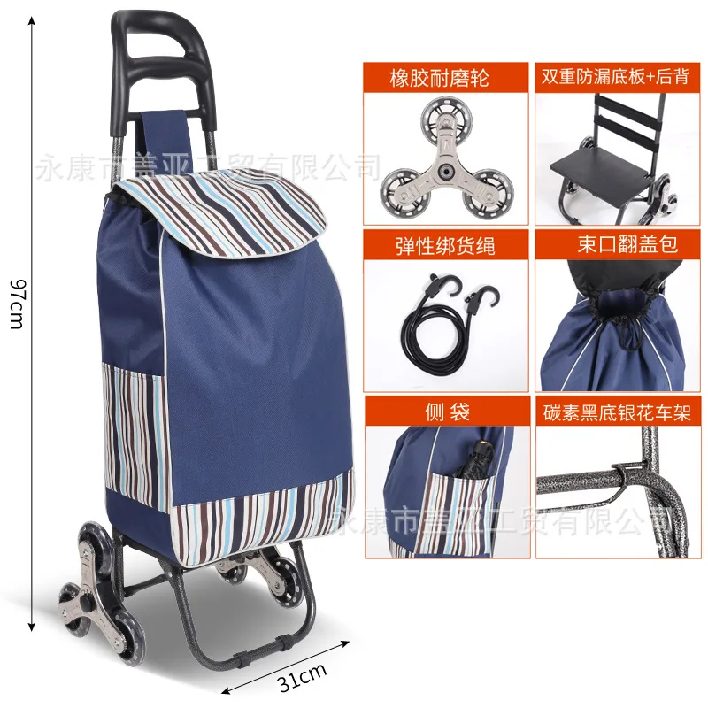 Indkøbsvogn trapper foldbar lille trækvogn indkøbsvogn trailer bagagevogn vogn lejehjul: Mørk khaki