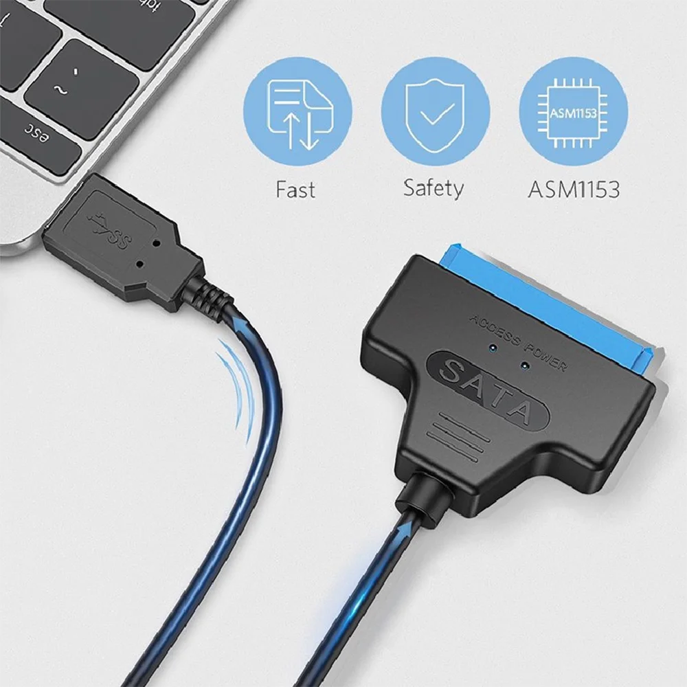 Sata til usb 3.0 / 2.0 /  type c adapterkabel op til  to 6 gbps til 2.5 tommer ekstern harddisk, ssd-harddisk, 22- bens adapter sata iii-kabel