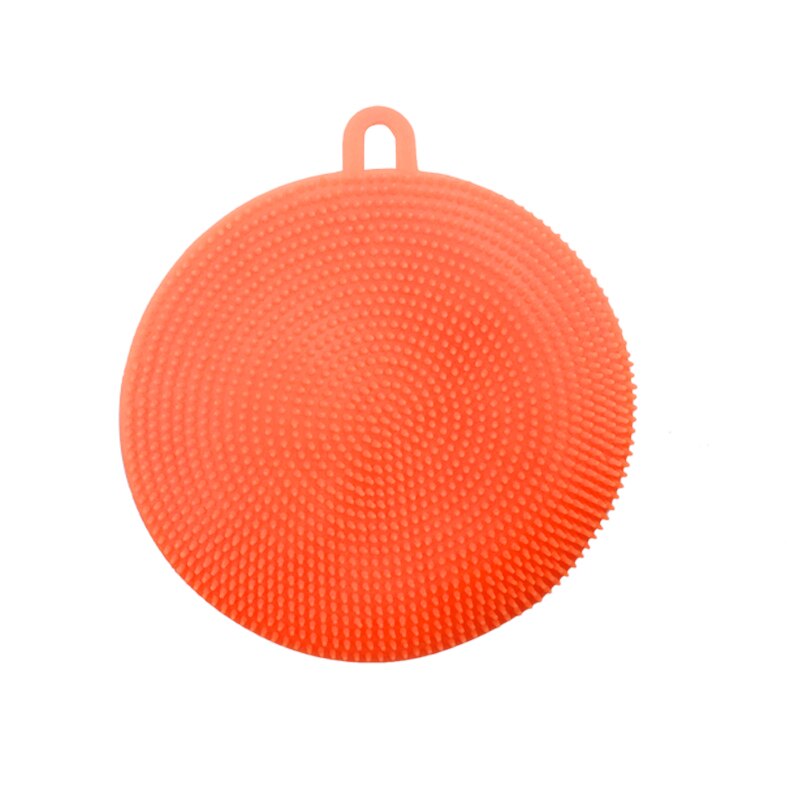 Plato de silicona lavador de esponja de frotar utensilio antibacteriano para limpieza de cocina, limpieza suave, cepillo utensilios de cocina antibacteriano: Orange