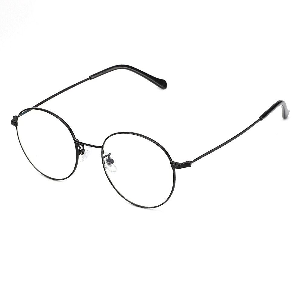 Cyxus Luce Blu di Blocco Del computer Occhiali anti-Occhi Fatigu Protezione UV Coreano del Metallo di Titanio RoundFrame Uomini/Donne Eyewear 8091: opaco nero titanio