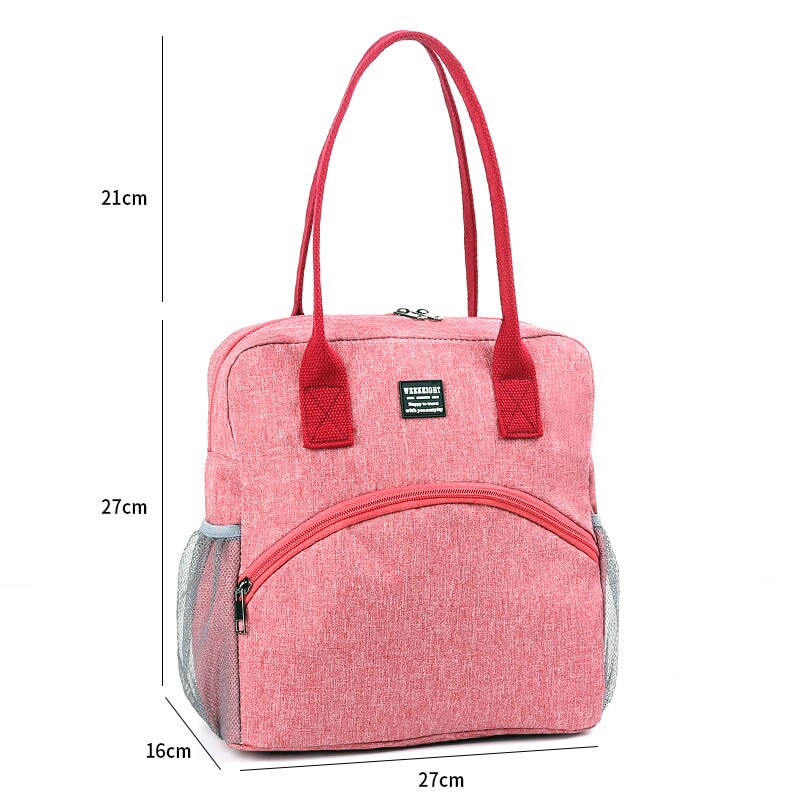 Insulated Luch Bag Women Men Oxford Lunch Bag Thermal Large Capacity Picnic Food Box Bag Hand Bags: red