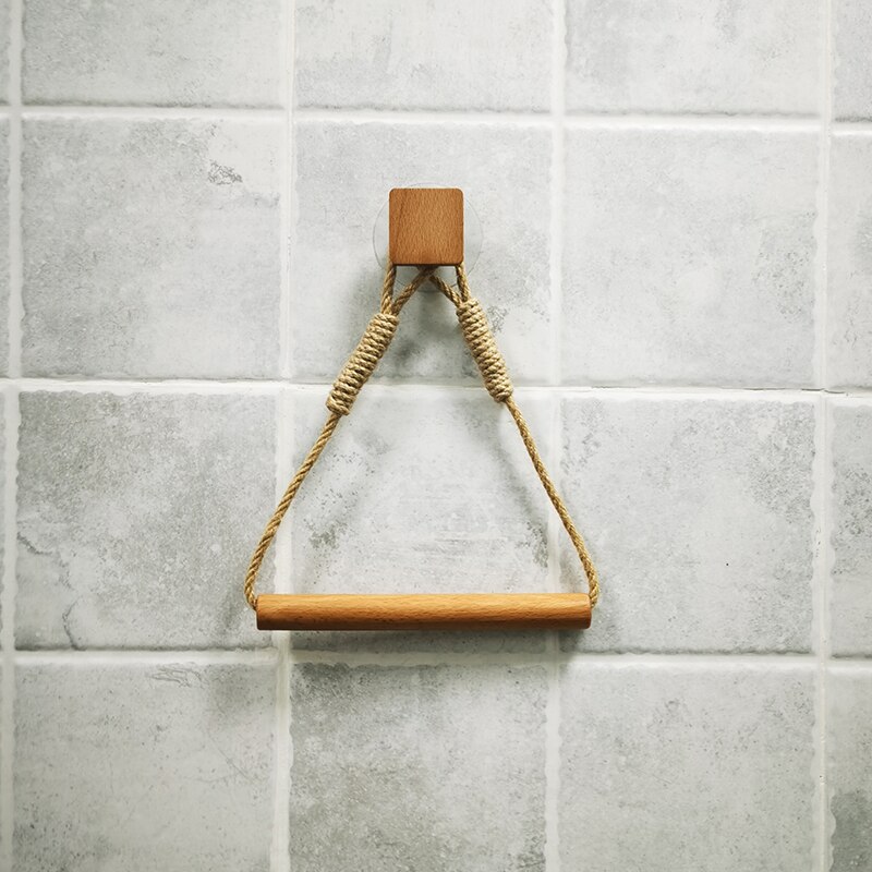 Hemp Rope Toilet Paper Holder Retro Industrial Wall-mounted Towel Rack Toilet Paper Stand Toilet Accessories Bathroom Decoration: C-square