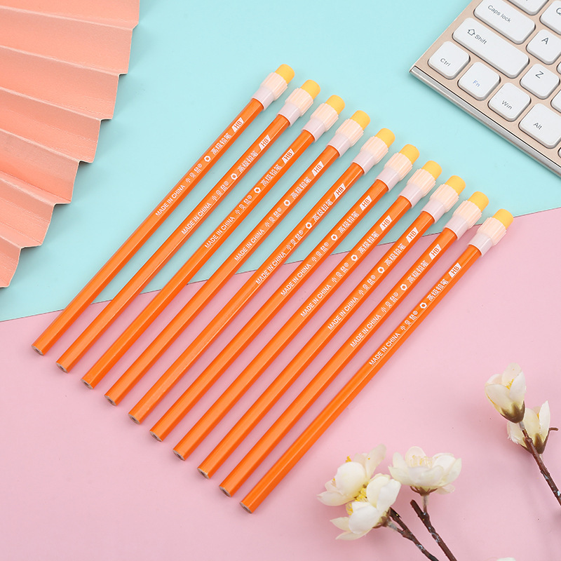 10 Stks/partij Schets Potlood Houten Lood Potloden Hb Potlood Met Gum Voor Kinderen Tekening Potlood School Schrijven Briefpapier Suppl: 10 pcs yellow