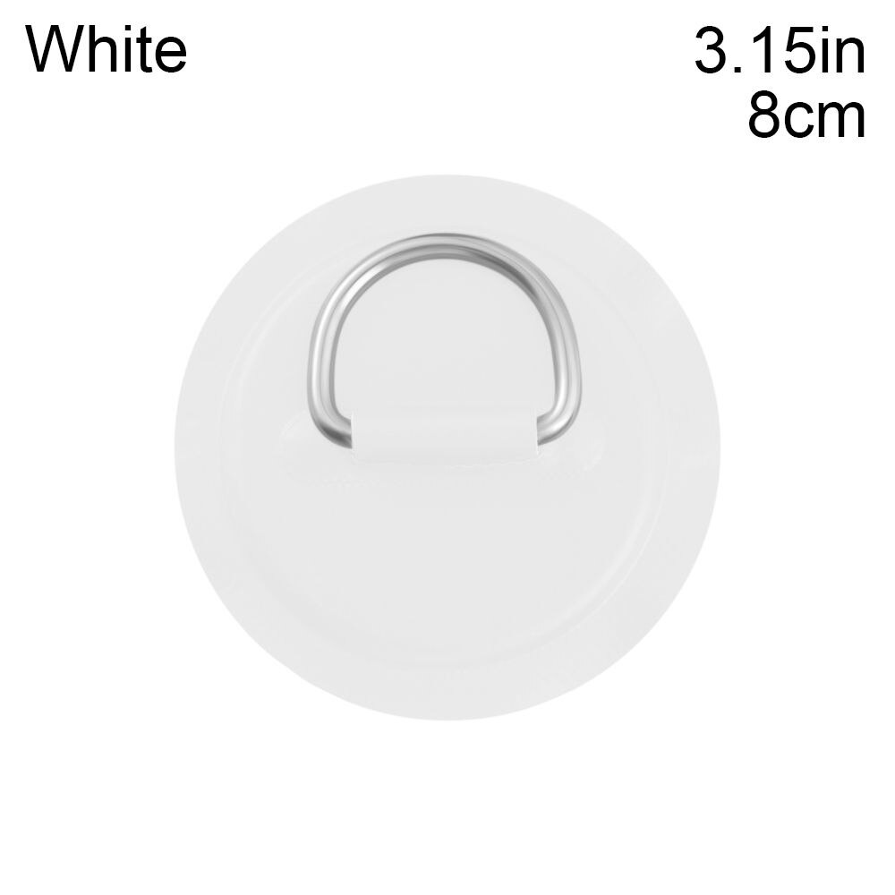 1PC 8cm/11cm Stainless Steel D Ring Pad/Patch With Glue for PVC Inflatable Boat Raft Dinghy Canoe Kayak Surfboard SUP Tie Down: white-8cm