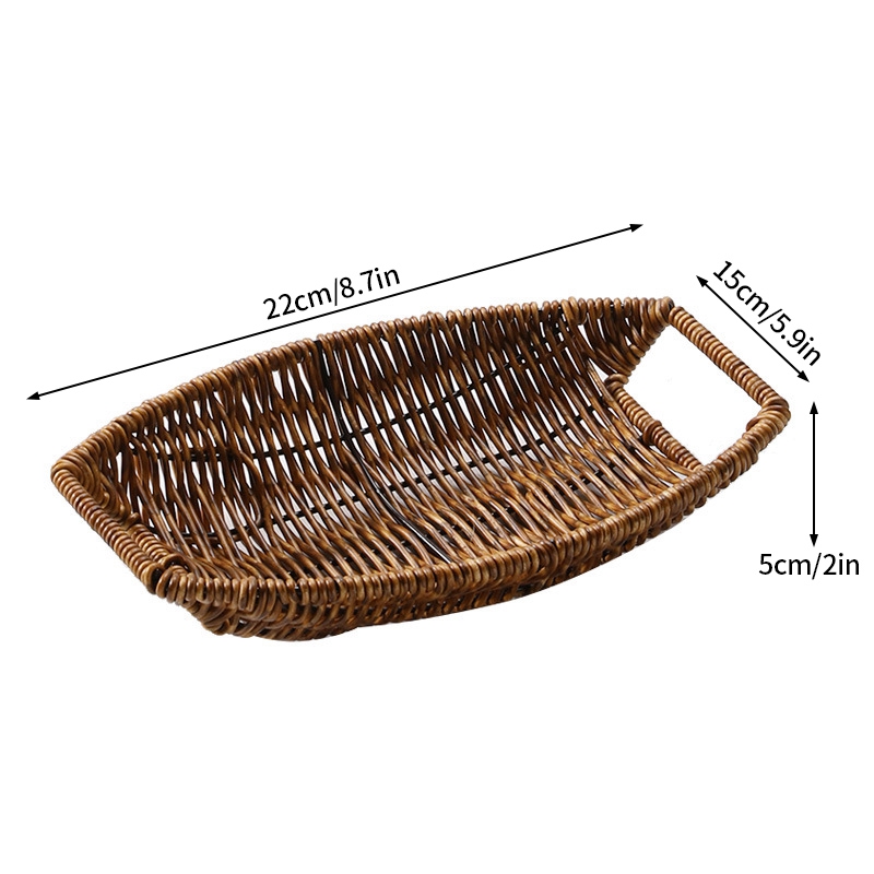 Rattan frugtbrød snacks opbevaringsbakke kaffebar opbevaringskurv nordisk desktop kosmetik diverse organizer køkken opbevaringskasser: Gul