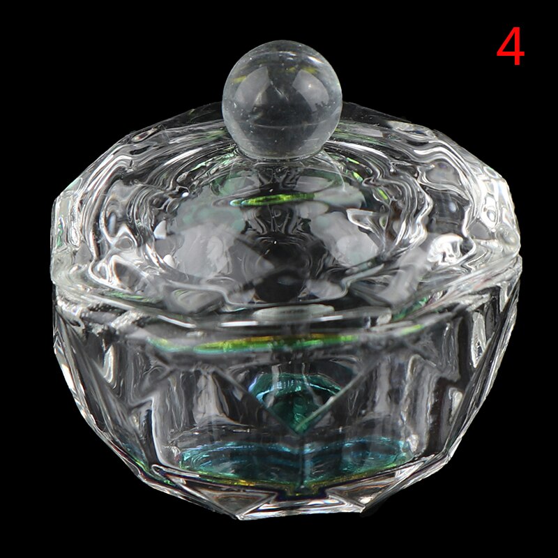 Rainbow Crystal Clear Acrylic Liquid Dish Dappen Dish Glass Cup With Cap For Acrylic Powder Monomer Nail Art Tool Kit: 4