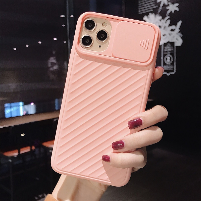 Funda protectora para teléfono con cámara deslizante para Iphone 11 Pro Max Xr Xs Max 6s 8 7 Plus funda trasera completa de silicona Tpu suave: For iPhone 6 6S / C