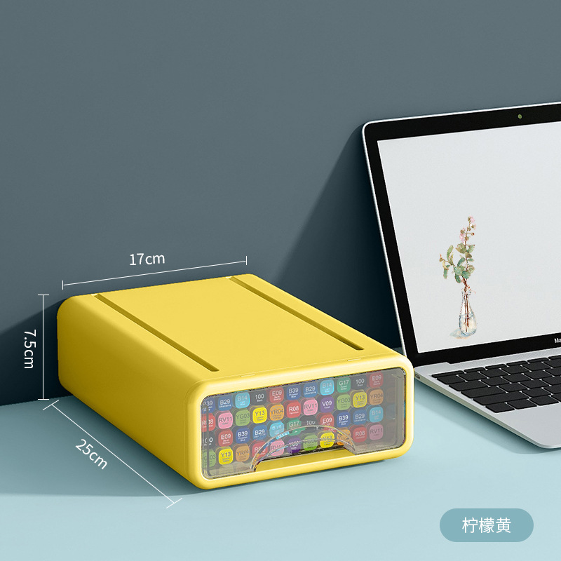 Storage Drawers Desk Organizer Document Sundries Holder Jewelry Cosmetic Desktop Storage Box Cabinet Home Office Stationery: Yellow