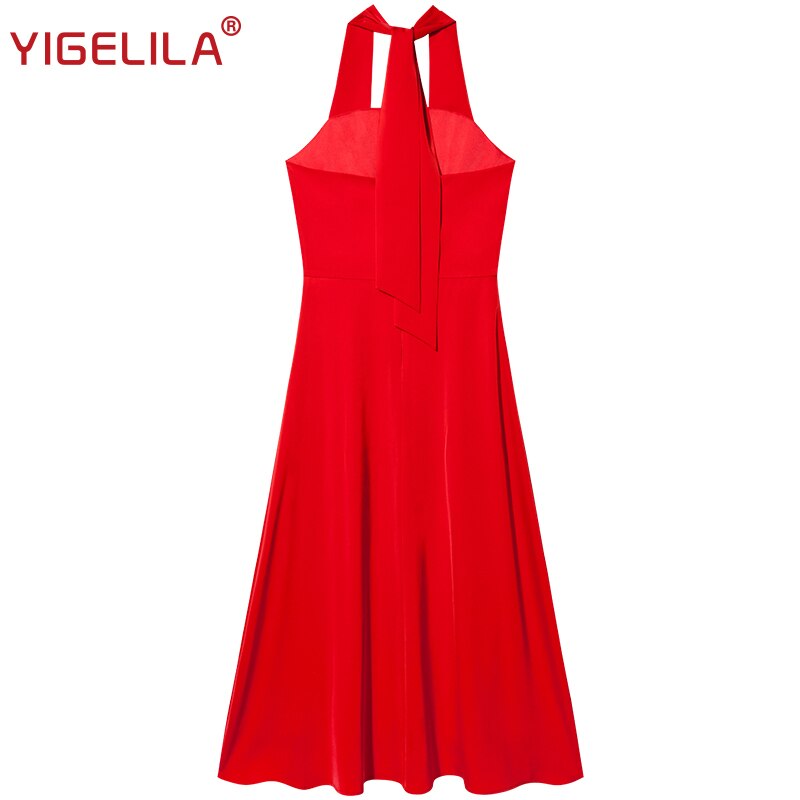 YIGELILA lo último para Primavera, femenina, cuello cuadrado de calle alta, manga Regular acampanada, vestido ajustado imperio a la altura de la rodilla 64345
