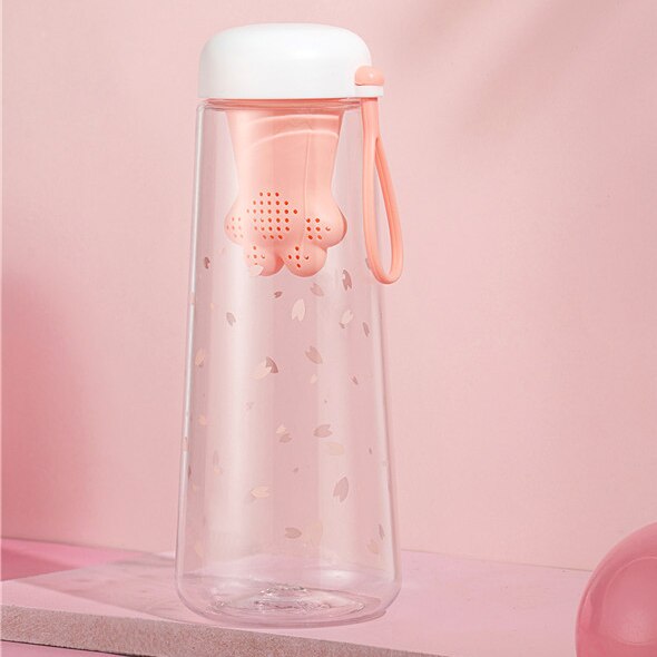 450ML Plastic Bpa Free Water Bottle Cute Animal Infuser Bottles Waterbottle For Girls Kawaii Smart Drinking Clear Botellas: HC130-500ml-pink