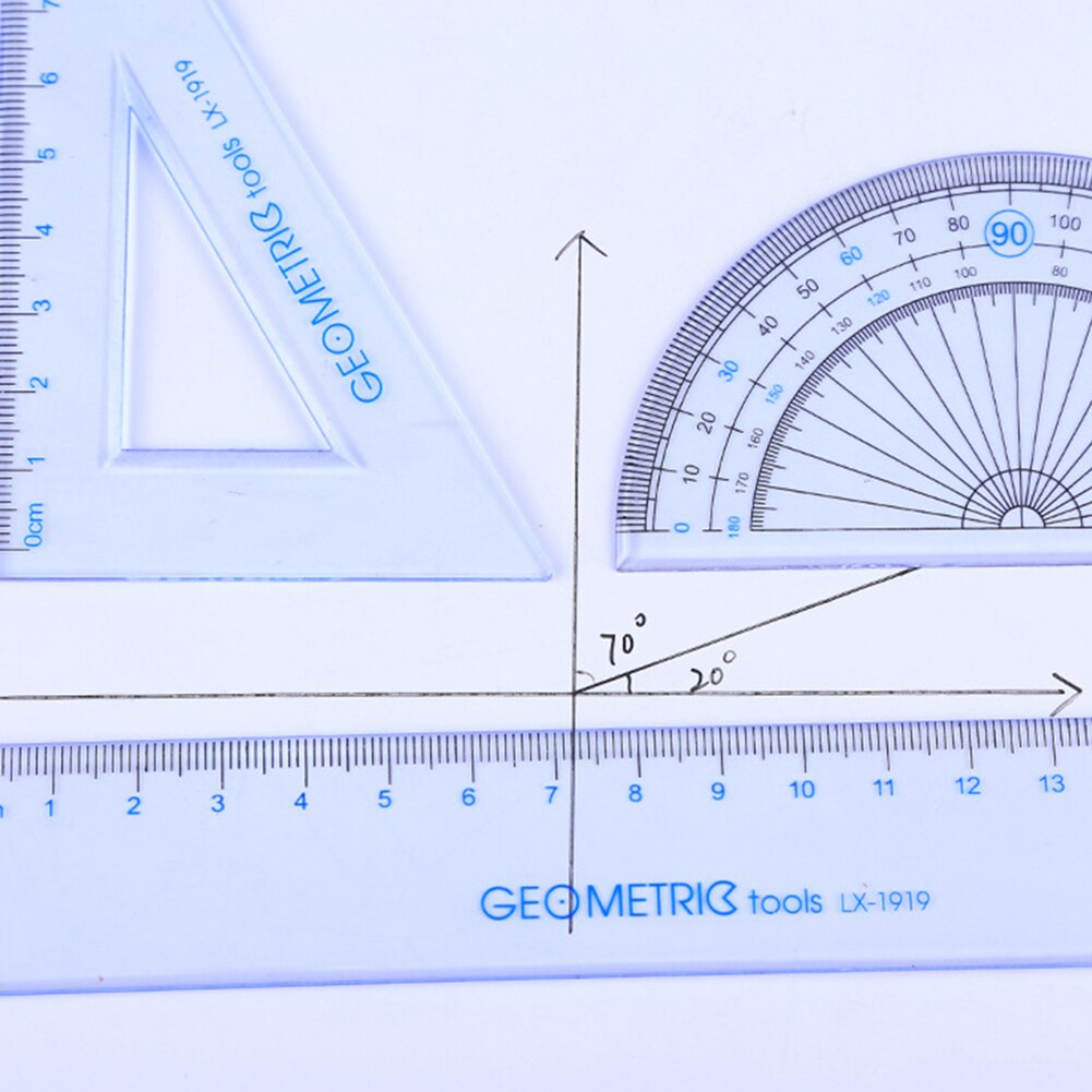 4Pcs Drawing Measurement Math Geometry Triangle Ruler Straightedge Protractor