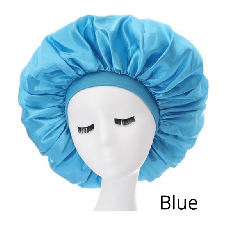 6Pcs/Lot Wide Band Satin Bonnet Cap Hair Bonnets For Women Silky Bonnet For Curly Hair Large Size Sleep Hair Cap: Blue 6pcs