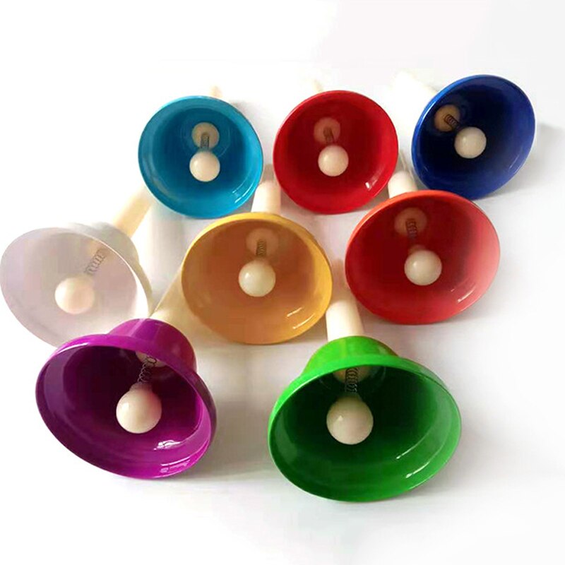Instrumento Musical de colores para niños, campana de mano, 8 Uds., instrumento Musical de percusión para chico de Metal con 8 notas
