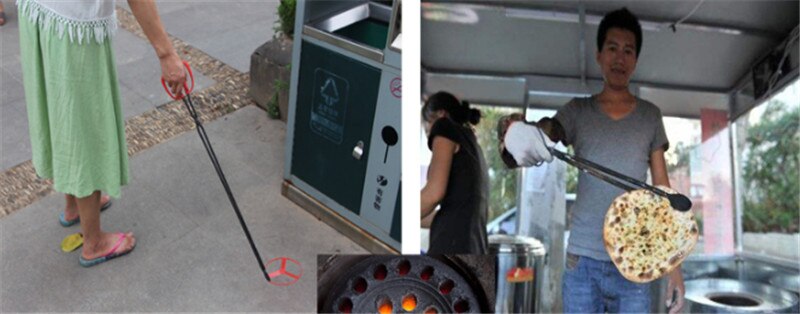 BBQ Home fire tongs long handle flat garbage pickers hand iron pliers sanitation cleaning folder barbecue charcoal clamp