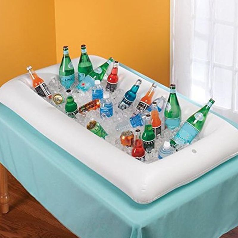 White Inflatable Ice Trough Durable PVC Water Entertainment Salad Plate Stand J2HA