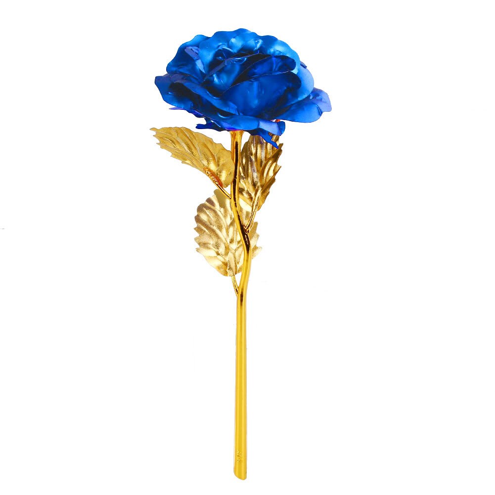 24K Foil Plated Rose Coloful Artificial Flower Gold Rose Wedding Decoration Flower For Mother's Day Lover's Rose: Blue