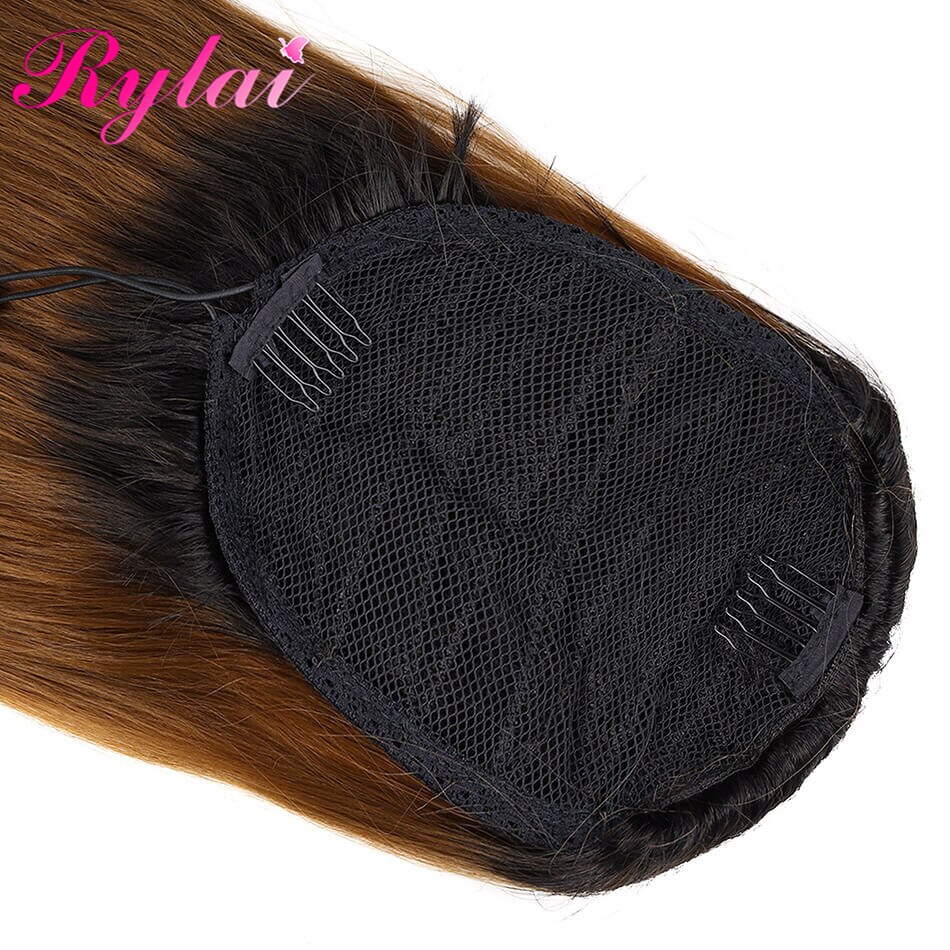 RYLAI Synthetic Ponytail Extensions Straight 30 Inches Hair Ponytail Extensions With Two Plastic Combs High Temperature Fiber