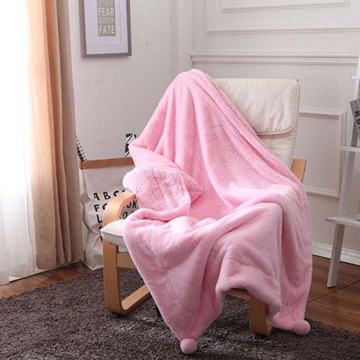 Volwassen Deken Sprei Plaid Op Het Bed Winter Dekens Voor Banken Decoratieve Flanel Soft Cozy Laken Thuis Textiel: Pink / 150x200cm
