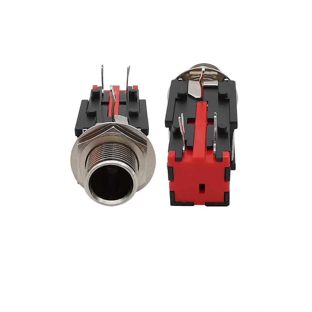 6.35mm Stereo Female Jack Audio Connector Right Angle 3 Pin 6.35mm 1/4" Jack Audio Headphone Nut Panel Mount Socket Connector