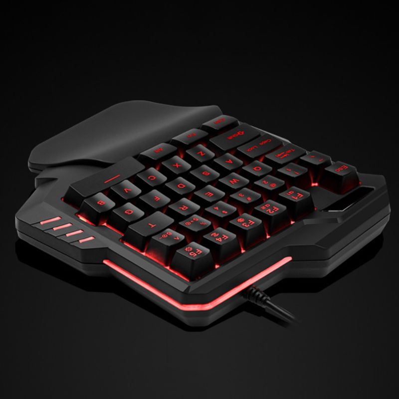 One-hand Gaming Keyboard Portable One Hand Mechanical Wired Colorful Backlit Macro Definition Gaming Keyboard