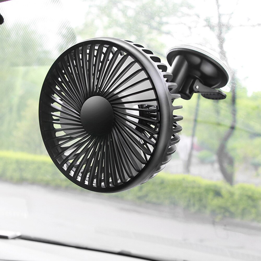 Ventilador USB de 2 estilos para coche, ventosa para asiento trasero de coche de un solo cabezal, 12V y 24V, Control Universal de viento grande y tres velocidades