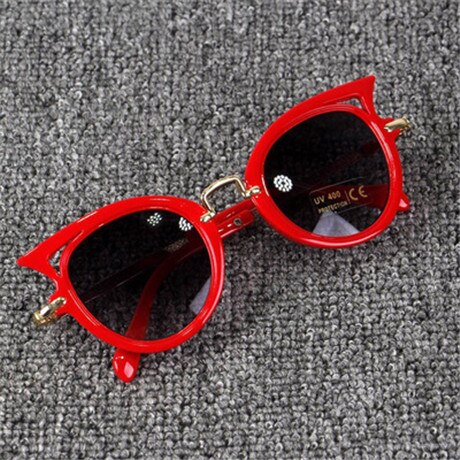 Børn solbriller piger mærke cat eye børn briller drenge  uv400 lens baby solbriller søde briller nuancer beskyttelsesbriller: Rød