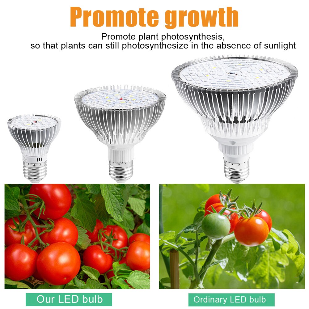 LED Grow Light E14/ E26/ E27 Full Spectrum Plant Lamps Bulb For Hydroponics Plants Flower Seed Starting Indoor 30W/50W/80W/100W
