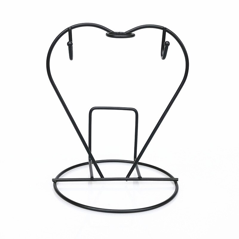 Étagère de rangement pour tasses de café et plats style européen, étagère suspendue noire, en fer, avec fleurs et tasses de thé: heart(hold 2 cups)