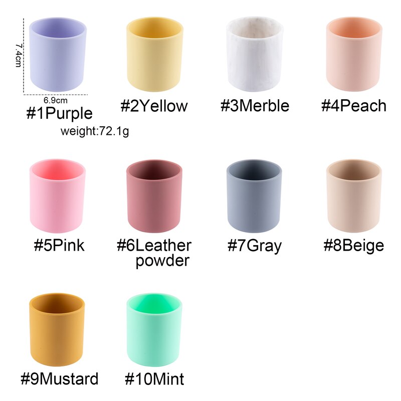 10 Kleuren Baby Leren Drinken Cup Baby Drinken Training Water Siliconen Cup Bpa Gratis Food Grade Hittebestendige siliconen Cups
