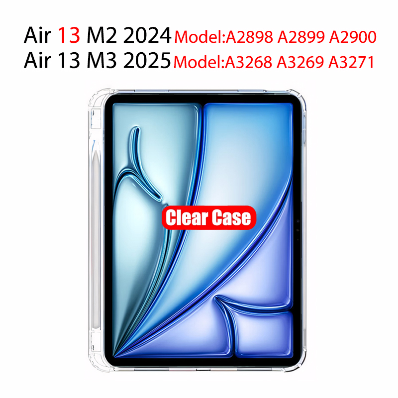 Clear Case For iPad 10th 9th 8th 7th 6th 5th Generation With Pencil Holder Case iPad Air 11 5 4 3 Pro 13 12.9 Mini 6 7 Tpu Cover: Pink