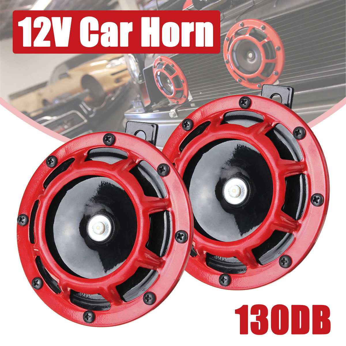 108-130db Loud 12V Universal Black Waterproof Electric Snail Horn Air Horn Treble Bass Sound For Car Motorcycle Truck Boat