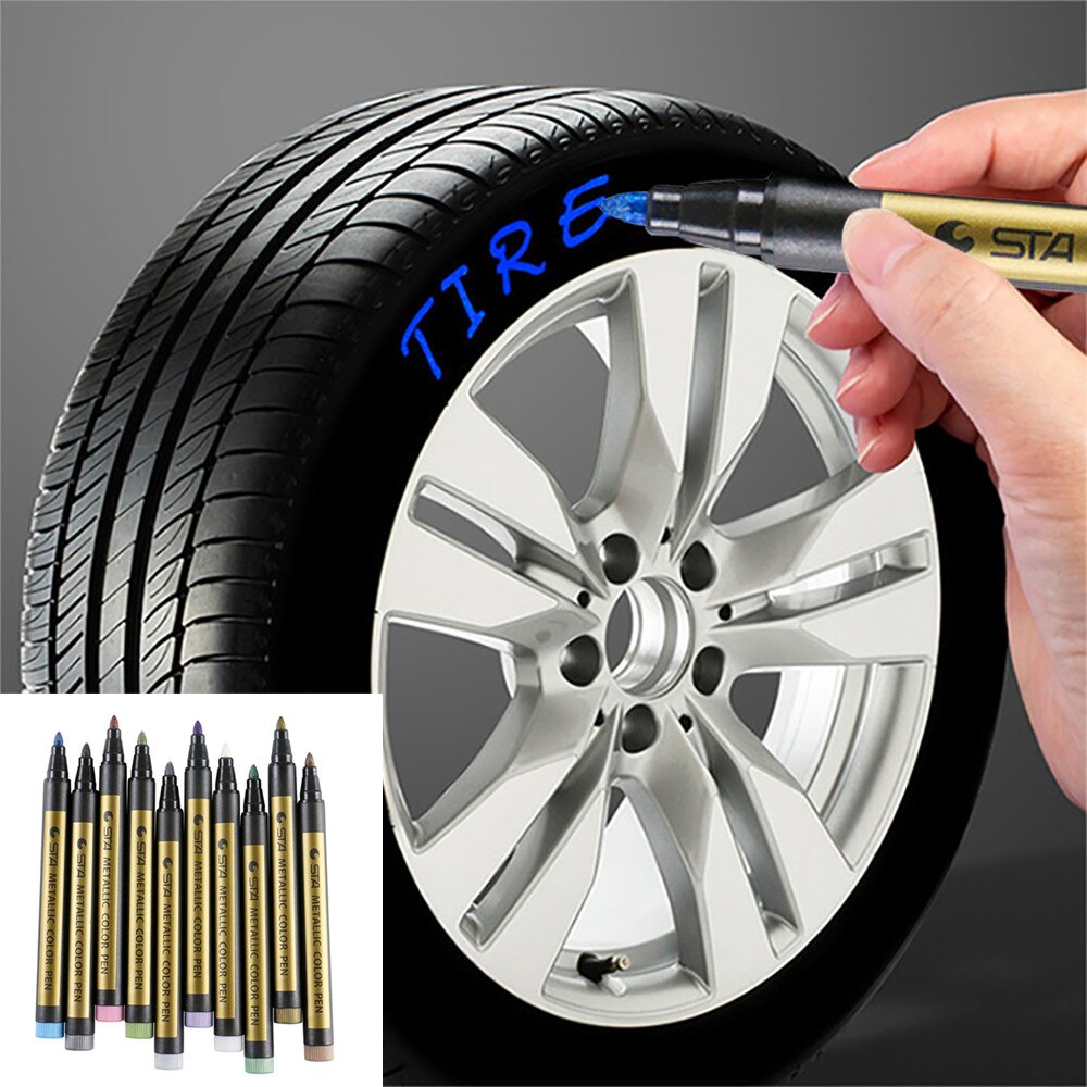 Ruota per auto pennarello colorato pennarelli duraturi impermeabili graffiti ritocco penna graffi battistrada gomma tessuto pennarello vernice