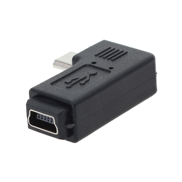 Mini USB Female naar Micro USB Male Adapter Zwart