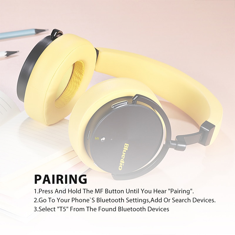 Original Bluedio T5 Bluetooth headset with Active noise cancelling wireless headphone HIFI sound with microphone audio cable