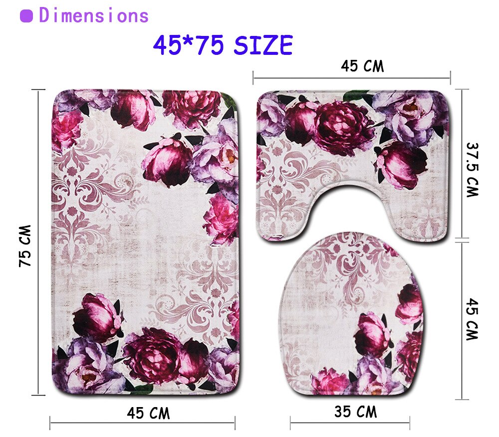 Juego de alfombrillas de baño T Purple Crocus, alfombras de baño antideslizantes, alfombra 3D de absorción de agua para decoración del hogar, 45x75cm, felpudo para inodoro